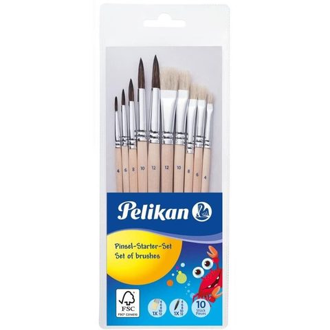 Pelikan Lot de 10 Pinceaux en Poil de Poney pour Beaux-Arts