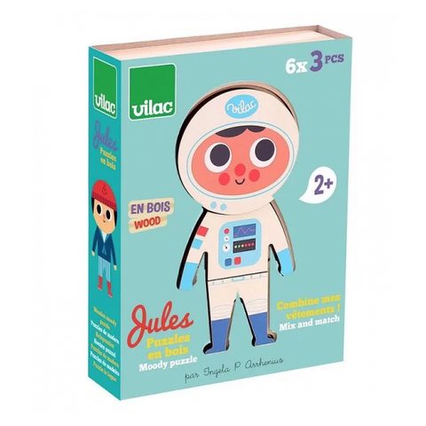 Vilac Puzzle en Bois Jules: Habillez-le avec 6 Tenues Créatives