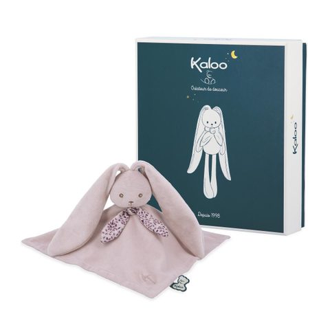 Kaloo Doudou Lapin Rose Velours Côtelé
