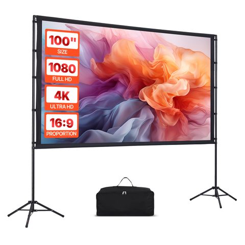 Vevor Écran De Projection Avec 2 Trépieds 254 Cm 4k Hd 16:9 Grand Angle 160°