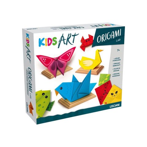 Liscianigiochi KIDS ART Origami Lab - Origami - 105 Feuilles & 50 Modèles - Socles Bois - Dès 7 ans