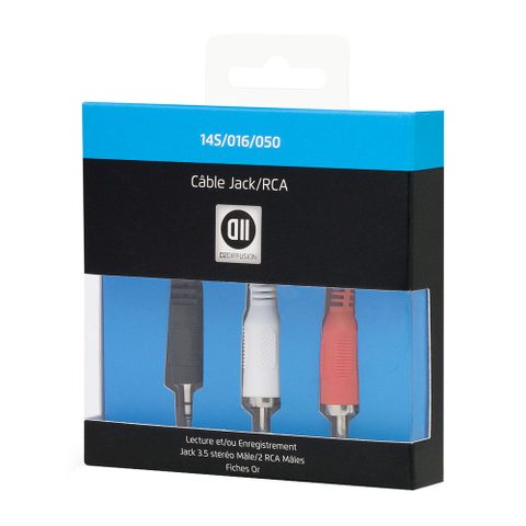 D2 Diffusion Câble Jack 3 5mm - 2 RCA mâle - 0 5m - Haute qualité - Audio
