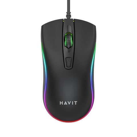 Havit GAMENOTE MS72 Souris bureautique & gaming 4 boutons 1200 DPI optique filaire USB rétroéclairage LED