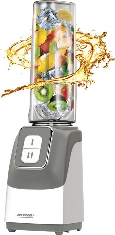 Mpm Smoothie Mini Blender, 2 Bouteilles Portables, 0,6 Litres, sans BPA, 2 Vitesses, 350W