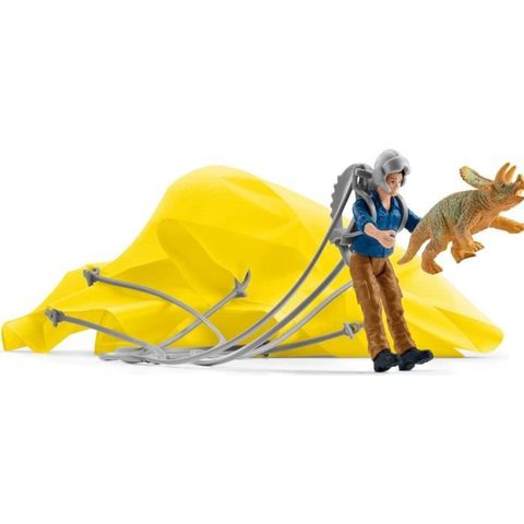 Schleich Sauvetage En Parachute, C Avec 1 Parachute, 1 Figurine Humaine Et 1 Dinosaure