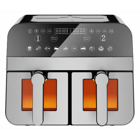 Comfy Nest Friteuse à air chaud Airfryer numérique double panier 2400W Inoxydable avec fenêtre 9L CNAFD45WS