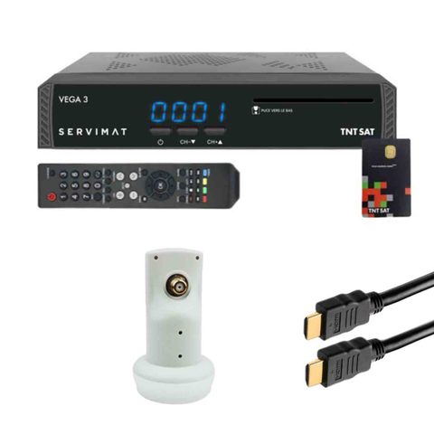 Servimat Pack Récepteur Satellite Full Hd + Carte Tntsat V6 + Câble Hdmi + Lnb Single