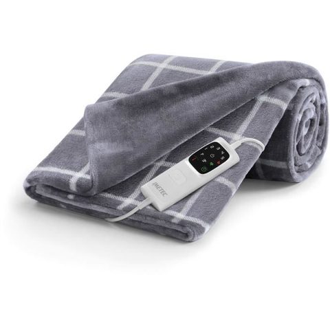 Imetec Couverture Chauffante - Plaid Chauffant 150x110 Cm - 6 Températures - Tissu Toucher Velours Et Sherpa - Lavable En Mac