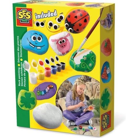 SES Creative Peinture pierre - Hobby - Pierres naturelles - DIY Animaux en pierres - Age: 5+