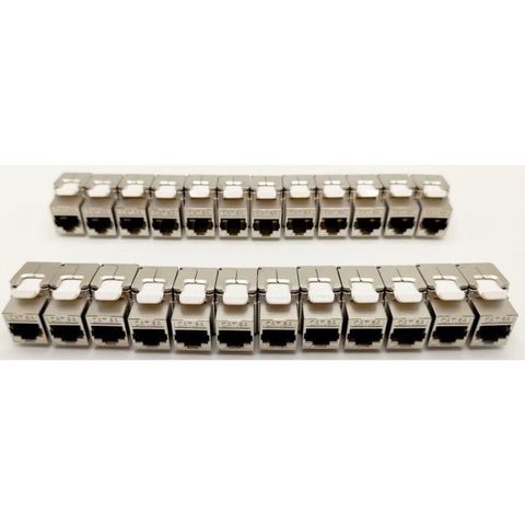 Lineaire Pack De 24 Keystone Rj45 Cat.6a Blindée Stp 360° Court Gris