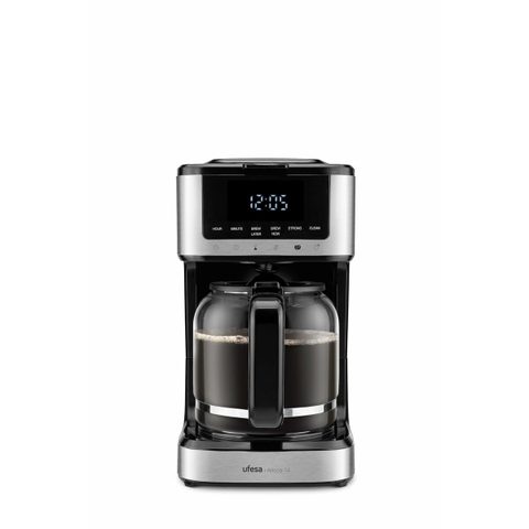 Ufesa Cafetière à filtre Ariccia 14 - 900W, 14 tasses, Design en acier inoxydable