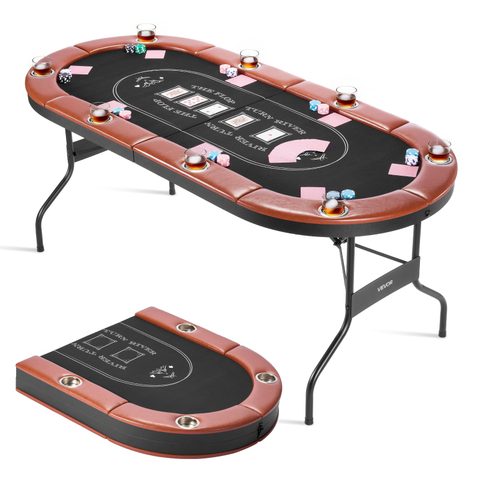 Vevor Table De Poker Ovale Pliable De 183 Cm Pour 8 Joueurs Casino Blackjack