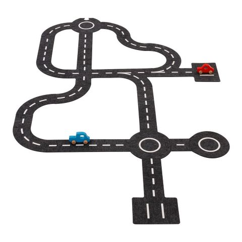 Goki Tapis De Circulation Avec 2 Voitures En Bois - Ensemble De Routes À Construire