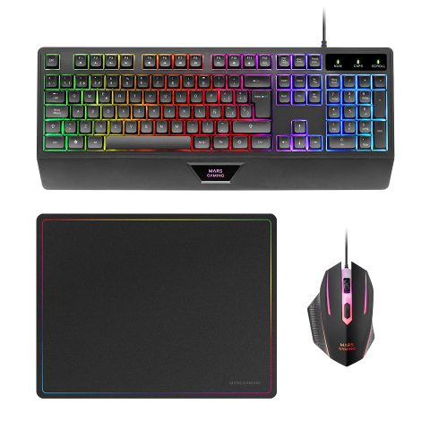 Mars Gaming MCP124 clavier Souris incluse USB QWERTY Espagnole