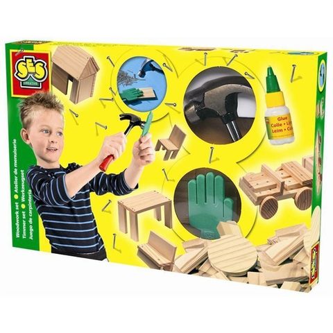 SES Creative Atelier de menuiserie - Hobby Blue - C bricolage créatif - Main sécurité - Age: 5+