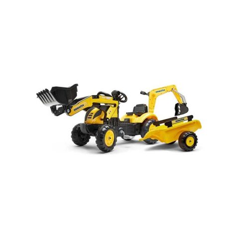 Falk Tractopelle enfant Komatsu WB93R avec remorque + excavatrice 2 à 5 ans