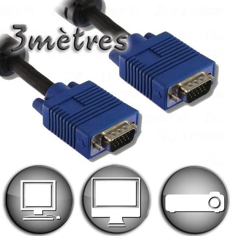 Lineaire Câble VGA HD15 Mâle / Mâle - 3m