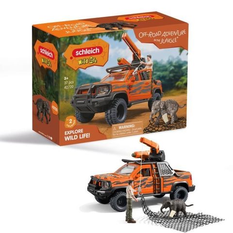 Schleich Figurine Aventures en 4x4 dans la jungle, 42720 Gamme Wild Life