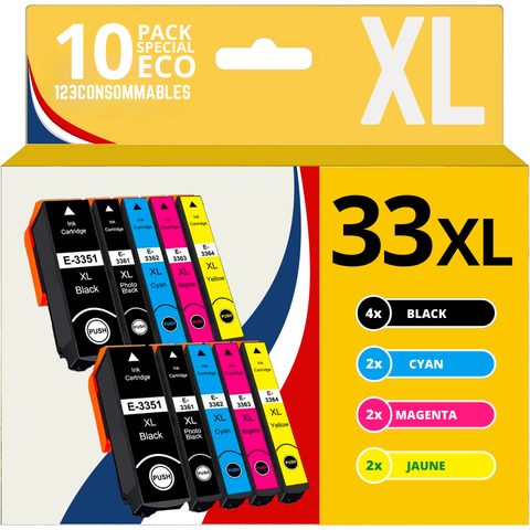 123consommables 33xl - Pack 10 Cartouches