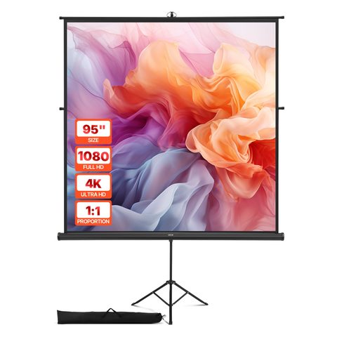 Vevor Écran De Projection Avec Trépied 178x178 Cm 4k Hd 1:1 Grand Angle 160°