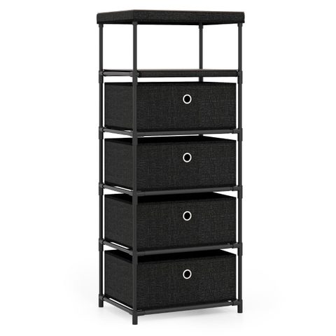 Northix Commode tissu 4 tiroirs avec étagère