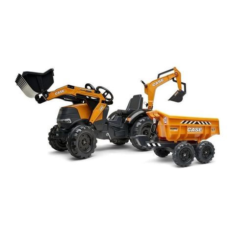 Falk Tractopelle à pédales Case IH Construction avec excavatrice et selle pivotante 3 à 7 ans