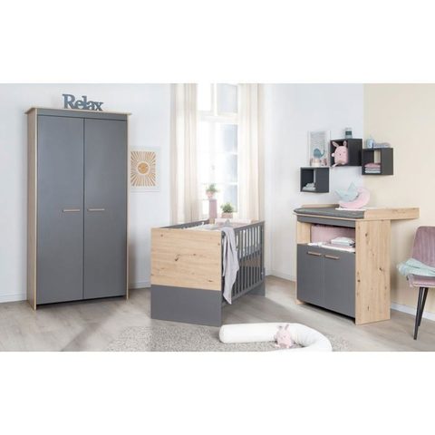 Roba Chambre Bébé Complete: Lit 60 X 120 Cm + Commode A Langer + Armoire - Anna - Chene Kent