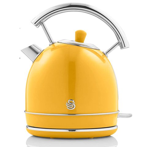 Swan Retro Bouilloire, 1,8 L, Acier Inoxydable Sans Bpa, Résistance Cachée, Sans Fil Sk14630yelneu 3000w