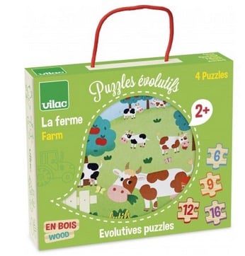 Vilac Puzzle Évolutifs Ferme 18x15 Cm 43 Pcs Multicolor Bois