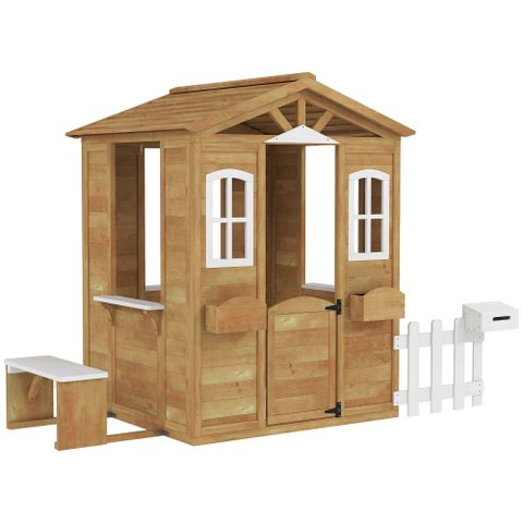 Outsunny Maison de jeux enfant jeu plein air maisonnette 205 x 119 x 140 cm bois