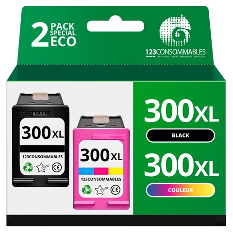 123consommables Pack Compatible 2 Cartouches Hp 300 Xl Noir Et Couleur