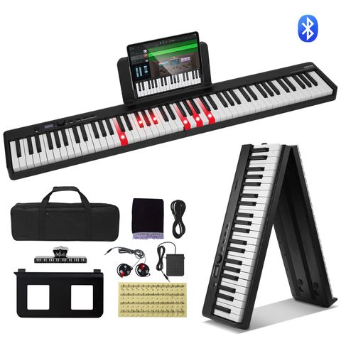 Vevor Clavier piano pliable 88 touches Bluetooth/MIDI, portable, touches lumineuses, rechargeable, pour débutants