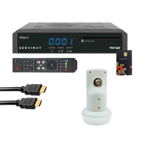 Servimat Pack Vega 3 Decodeur Satellite Full Hd + Carte D'tntsat V6 + Câble Hdmi + Ln