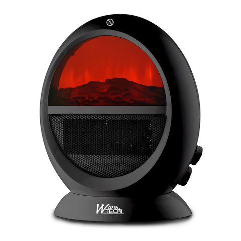 Warm Tech Chauffage soufflant oscillant 2000W - ambiance feu de bois