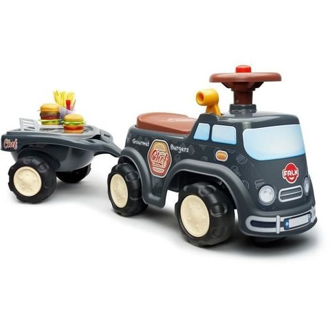 Falk Porteur - Food Truck - Volant Directionnel - Remorque - Des 12 Mois - 100% Fabriqué En France pour garçon