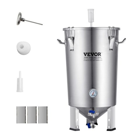 Vevor Cuve brassage bière inox 304, 30L, avec base, couvercle, robinet, thermomètre, pour brasseur maison