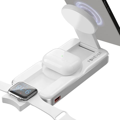 Forever Batterie De Secours 10 000 Mah Magsafe Induction 3-en-1 Avec Station De Recharge Watch + Airpods