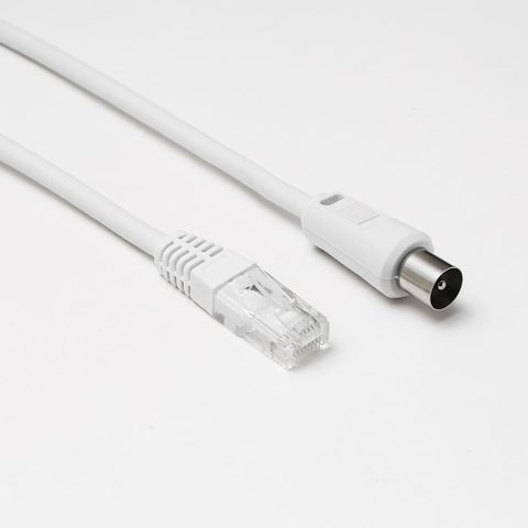 D2 Diffusion Câble RJ45 mâle vers coaxial mâle Longueur 2.00m - CAT 6 - Diamètre 9.52mm - Garantie 10 ans