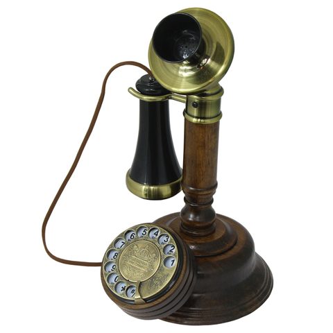 OPIS 1921 CABLE C - téléphone rétro en bois et metal avec cadran rotatif