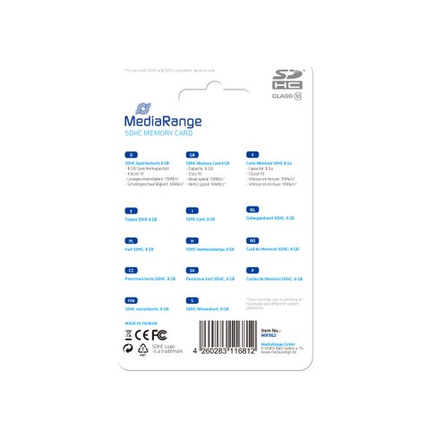 Mediarange Mr962 Mémoire Flash 8 Go Sdhc Classe 10