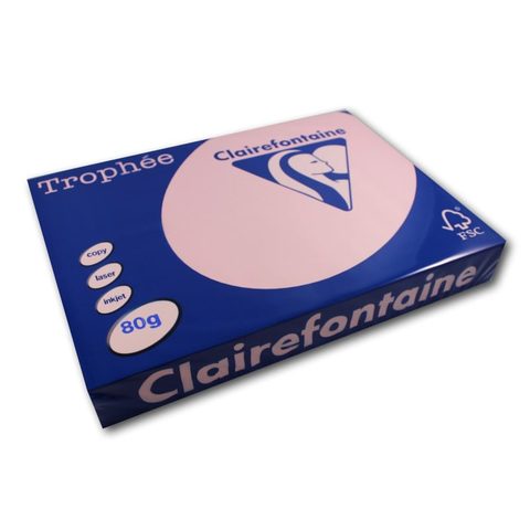 Clairefontaine Ramette De Papier - A3 - Rose Pastel - 80g - Impression - 500 Feuilles - Trophée