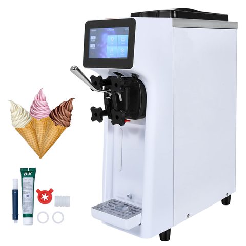 Vevor Machine à glace italienne 10 L h 900W, 1 saveur, trémie inox 4L, pré-refroidissement auto, écran tactile