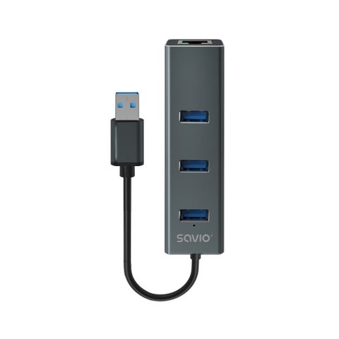 Savio Hub 3 ports 5 Gbps Gigabit Ethernet AK-58 aluminium