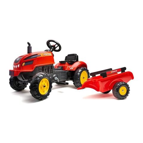 Falk Tracteur à pédales 2046AB avec capot ouvrant et remorque détachable