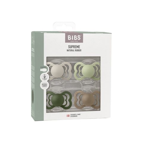 Bibs Sucette bébé - Supreme - Symétrique - T2 - Caoutchouc naturel - 4 pièces - Sand Sage Hunter Green Dark Oak