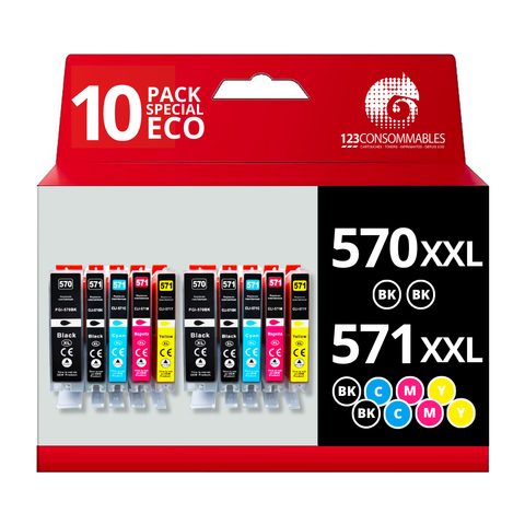 123consommables 570 571xl - Pack 10 Cartouche