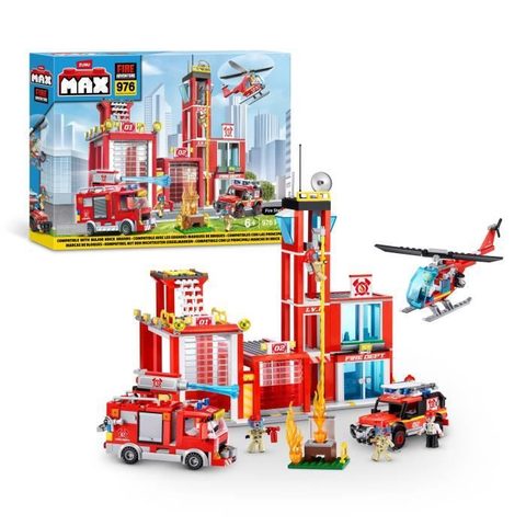 Zuru Set de Construction - Fire Station Large (976 pieces) - Crée une caserne de pompiers avec véhicules et accessoires
