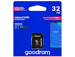 Goodram microSD carte mémoire 32 Go pour smartphone appareil photo - carte micro SD - 100 mb/s - avec adaptateur SD