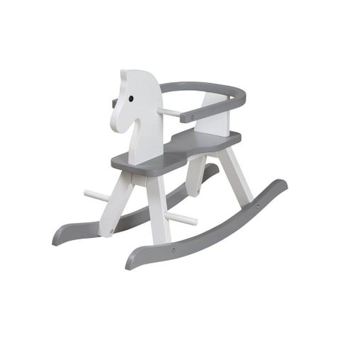 Roba Cheval à bascule en bois - Arceau de protection amovible - Blanc laqué