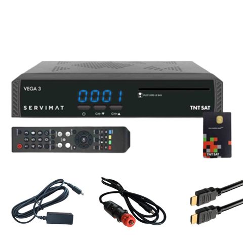 Servimat Pack Récepteur Satellite Full Hd + Carte Tntsat V6 + Câble Hdmi + Câble 12v